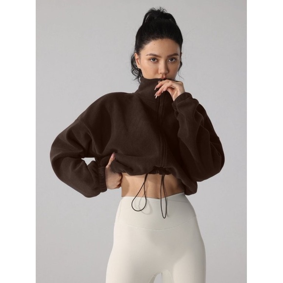 Alo Yoga Ollie Fleece  zip up high collar fitness sports sweater size Medium - Picture 6 of 10